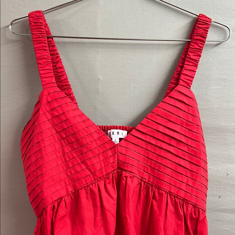 THML Red Pleated Maxi Sundress